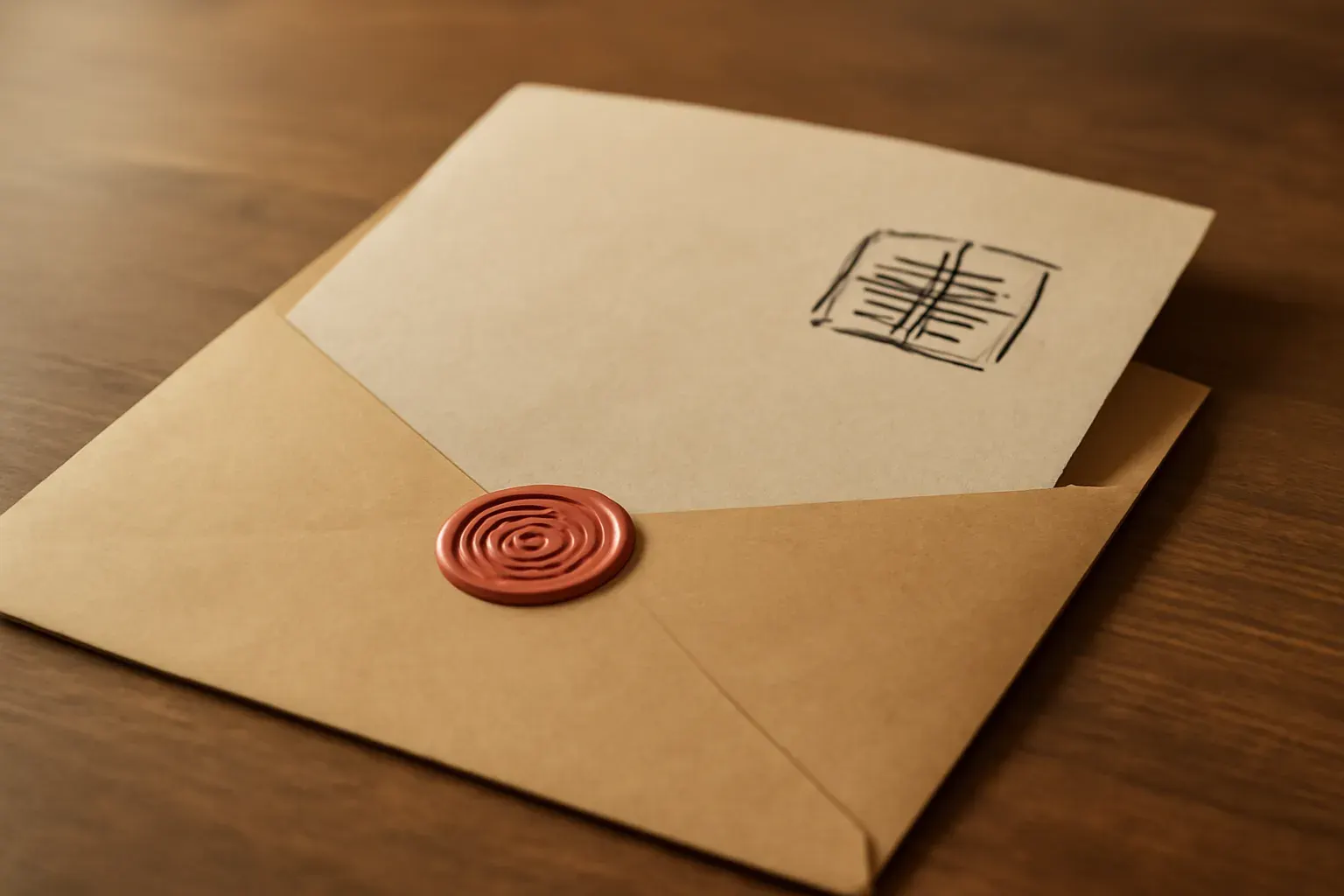 Envelope and stamped document ready for post
